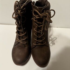 Brown Lace-Up Ankle Boots